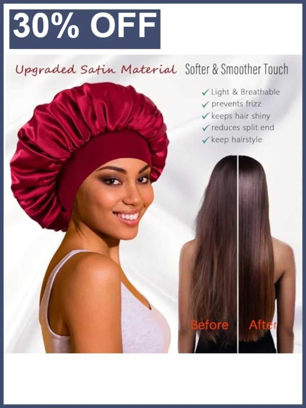 Large Satin Silk Bonnet for Sleeping Women Reversible Hair Bonnet